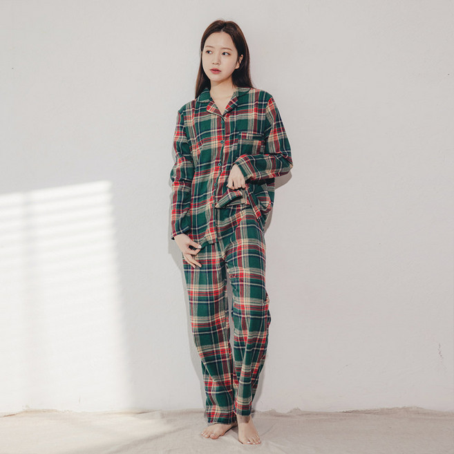 마른파이브 허그 체크 커플 투피스 파자마