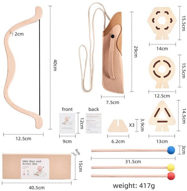 DFMEI 木質兒童弓箭玩具套裝男孩女孩生日禮物射箭射擊運動益智木製玩具, 1個, 弓箭玩具套裝:如圖