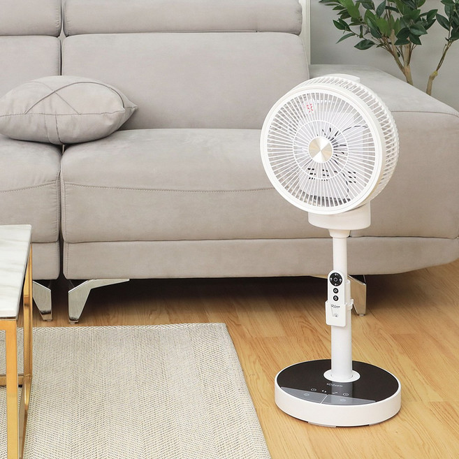 하우스토피아 초저소음 발터치 스탠드 리모컨 360도 BLDC 써큘레이터, 화이트