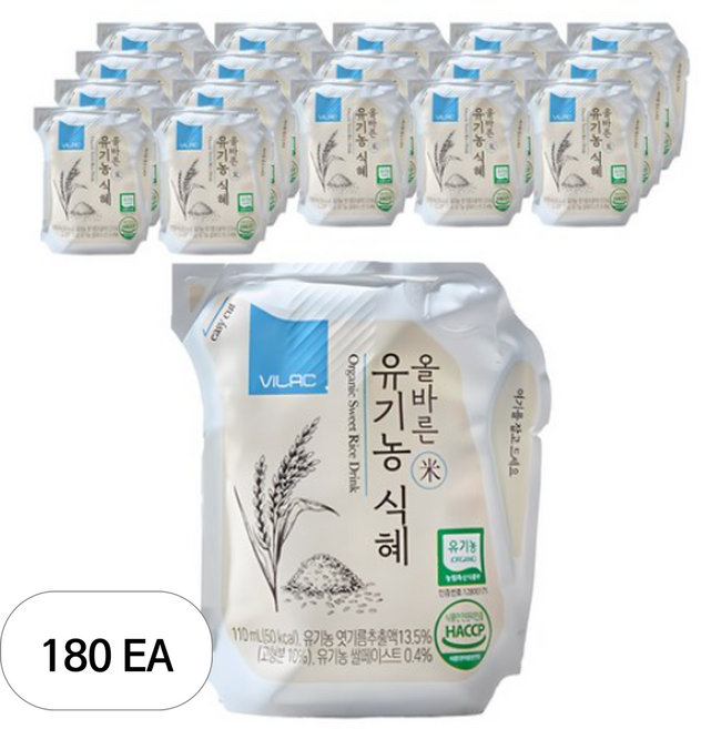 비락 올바른 유기농 식혜, 110ml, 180개
