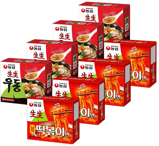 농심 생생 우동 납작떡볶이면, 8개
