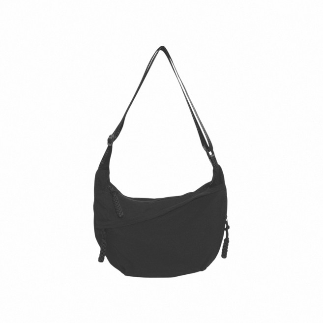 日系半月包/牛角包/月牙包：弧形單肩斜背包 時尚小包 多way背法, 黑色