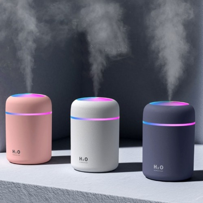 유명한 충전식 대용량가습기1.4L 차량용가습기 미니가습기 탁상용가습기 사무실가습기 LED무드등가습기, 레인보우가습기화이트