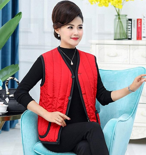 경량 할머니 중년여성 클래식 털조끼 이너웨어 실내착용 김장착용조끼 방한 간편외출