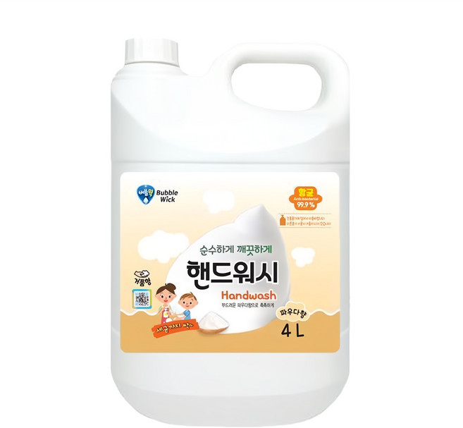 버블윅 핸드워시 리필 거품 손세정제 대용량 순파우더향, 4L, 1개
