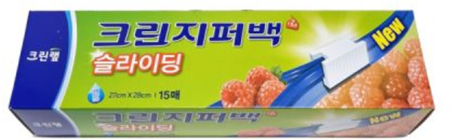 크린랲 슬라이딩 지퍼백 27㎝ x 28㎝ 15매 지퍼락 지퍼팩, 1개