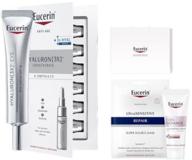 유세린 하이알루론 3X 아이크림 15ml+3X 컨센트레이트 30ml [증]일루미네이팅세럼7ml+마스크팩1매+쇼핑백