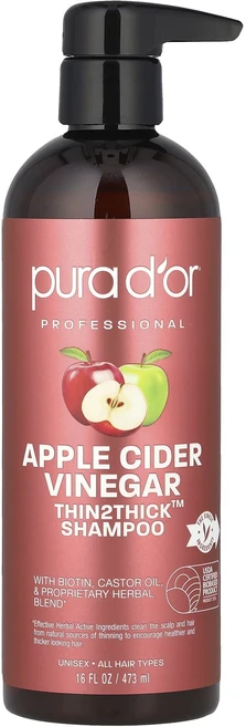 Pura D'or 애플 사이다 식초 Thin2Thick 샴푸 473ml(16fl oz), 1개, 473ml - 쿠팡