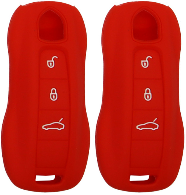 1+1 포르쉐 신형3버튼 호환가능 실리콘 스마트키케이스 키홀더, 레드, 2개