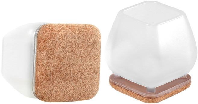 HGA 투명 의자발캡 원형/ 정사각형 4세대 식탁 발 커버 소음 방지 기울어진 의자 다리, 갈색, 사각형 16P