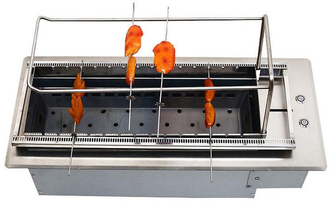 양꼬치 기계 업소용 그릴 자동회전 펜션 양꼬치기계 숯불 화로, 16개 바베큐 그릴60개 스틸 꼬치, 1개