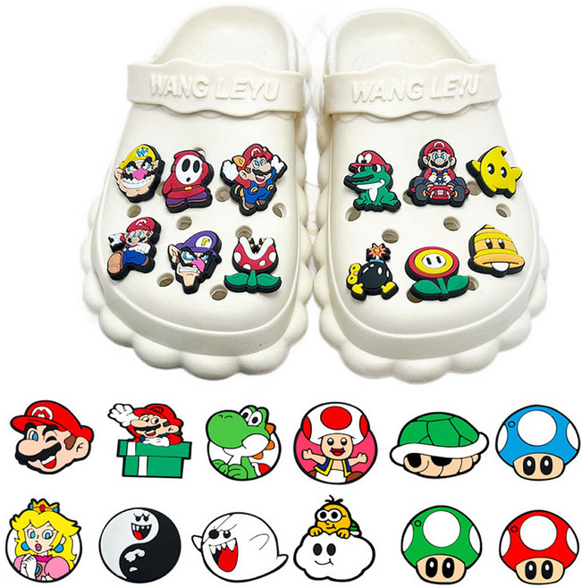 SimHm 슈퍼 마리오 귀여운 엉뚱한 신발 장식 여성 슬리퍼 파츠 25개입