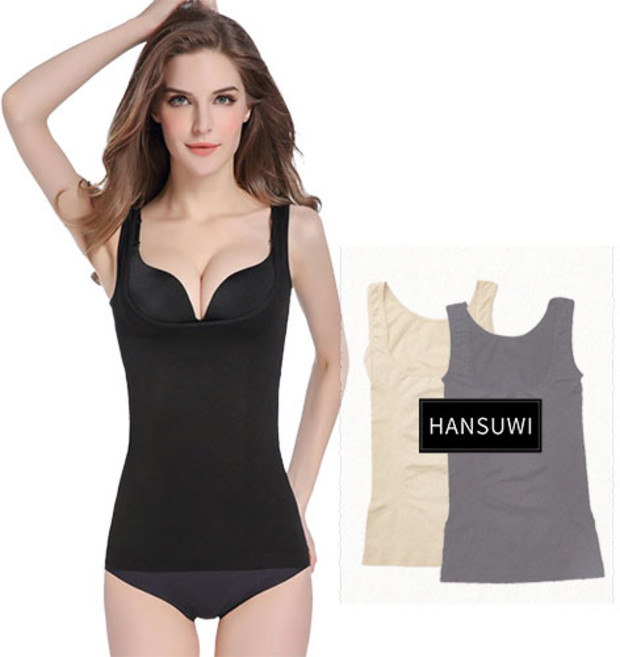 한수위 여성용 보정 속옷 2종 세트 슬림핏 뽕브라 브라렛 나시 이너 슬리브