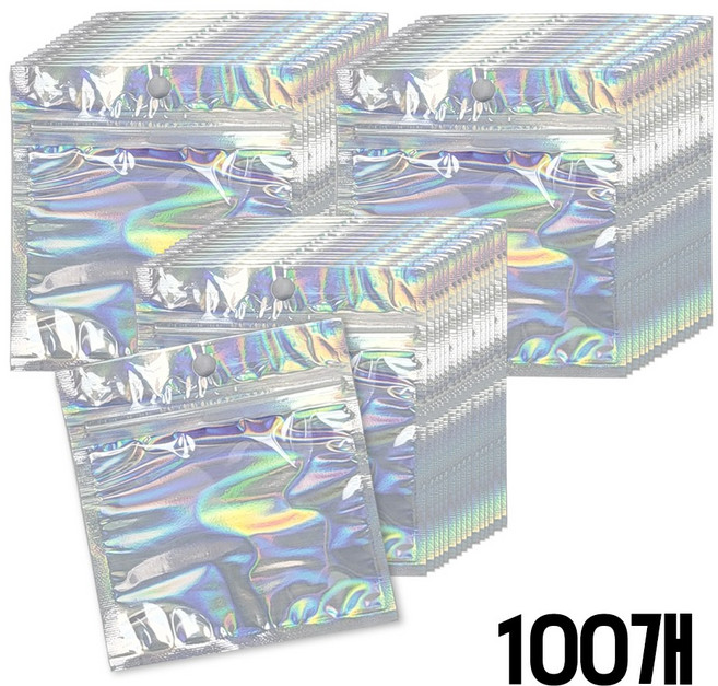 다용도 선물 악세사리 소품 포카 파우치 포장 홀로그램 지퍼백, 100개