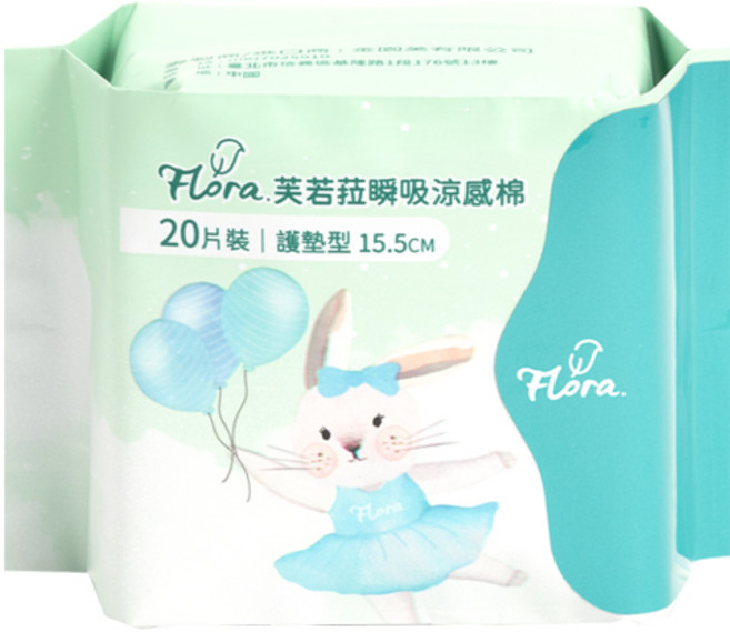 Flora 芙若拉 瞬吸涼感棉 護墊 15.5cm 20片裝, 1個, 20片, 一般