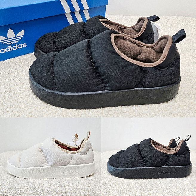 아디다스 여성 남성 겨울 신발 패딩 슬립온 방한화 안감기모 퍼피렛 남녀공용