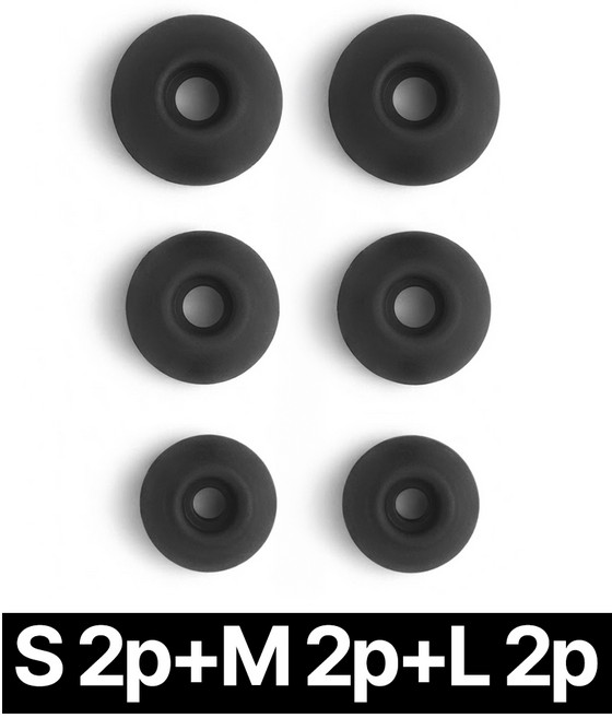 제롯 버즈2프로 이어팁 버즈 이어폰 고무캡 S+M+L, 6개, 블랙