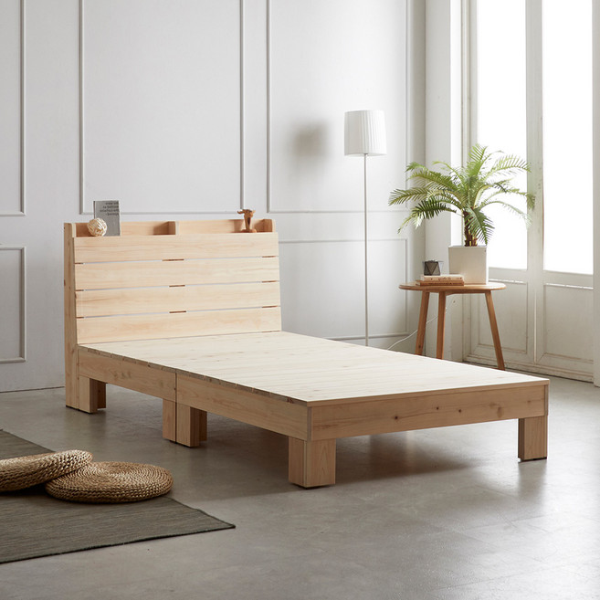 동서가구 순수 히노끼 편백나무 100% 프레임 수납헤드 평상 원목침대 슈퍼싱글 SS (매트제외) DF638424, 내추럴