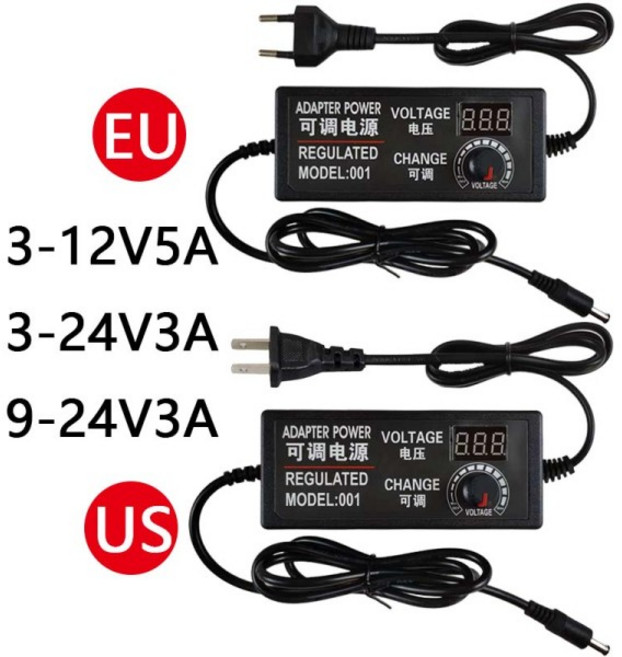 AC To DC 3V-12V5A 3V-24V 9V-24V3A EU/US 조정 전원 공급 장치 어댑터 디스플레이 화면 전압 조절이 범용, 03 3-12V5A-EU