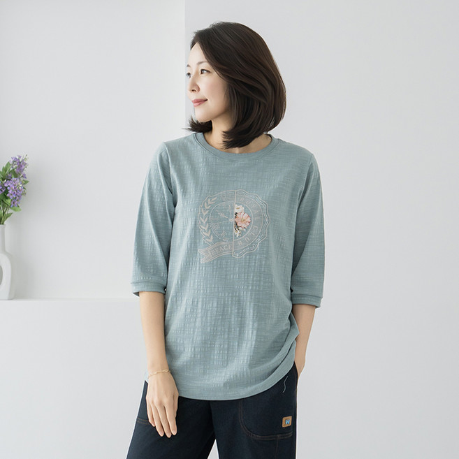 엄마옷 마담4060 로얄플라워티셔츠 -QTE2604015-