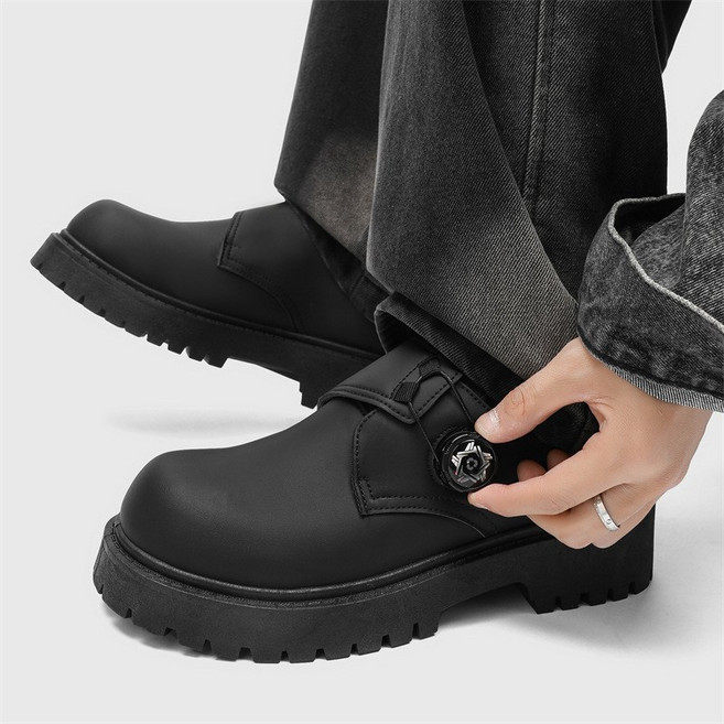 FINE ART 남여공용 다이얼 빅사이즈 로퍼 캐주얼 키높이 더비슈즈 정장 블랙 와이드힐 캐주얼화