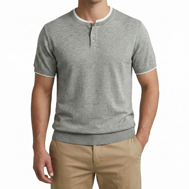 남성 여름 반팔 카라니트 루즈핏 레이어드 스타일