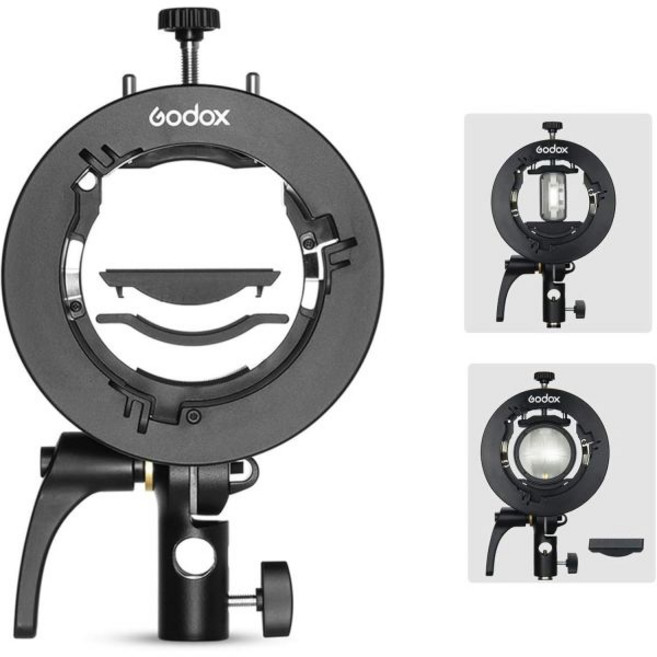Godox S2 속사 조명 브라켓 Bowens 마운트용 S-타입 홀더 업데이트 버전 AD200Pro AD200 V1 V860II V860III V850II TT685II TT6, 고독스 Godox S2 속사 조명 브라켓 Bowens