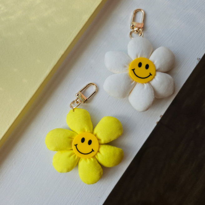귀여운 스마일 플라워 키링, 1개, 핑크