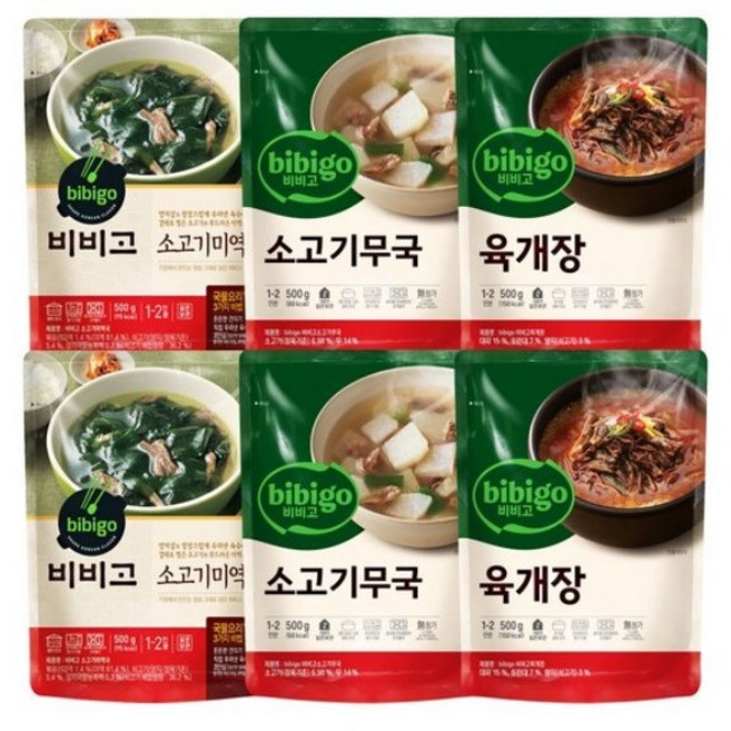 비비고 쇠고기미역국 500g 2개 + 소고기무국 500g 2개 + 육개장 500g 2개, 4세트