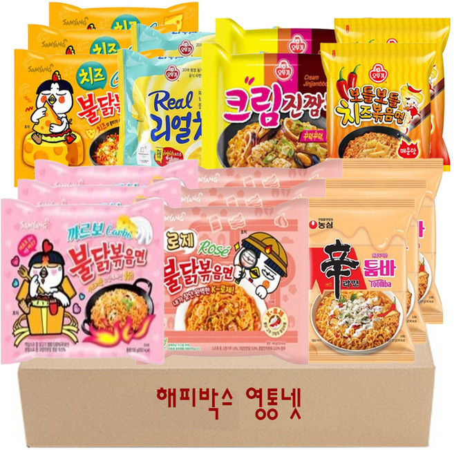 꾸덕라면 골라담기 18입 까르보+로제+치즈 불닭볶음면+툼바 신라면+크림 진짬뽕+오뚜기 리얼치즈+보들 치즈볶음면 총7종 봉지라면 혼합세트