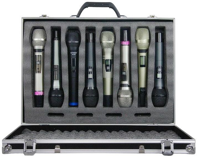 마이크 보관함 가방 휴대용 알루미늄 하드 케이스 8구 수납 상자