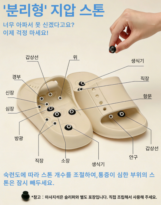 여성용 지압점 조절 기능성 지압슬리퍼