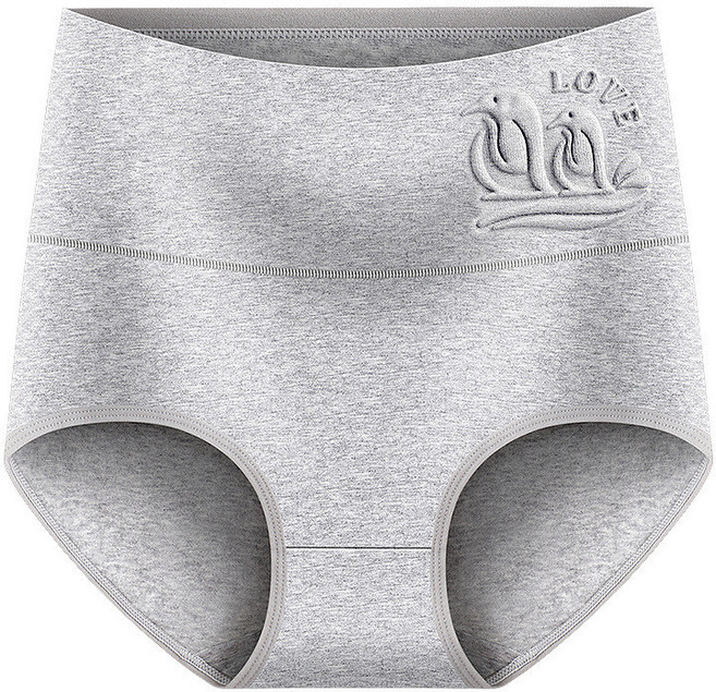 純棉高腰三角內褲 舒適透氣 提臀底褲, 花灰,XL【110-145】