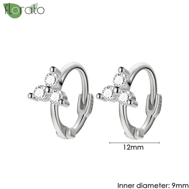 여성을위한 925 스털링 실버 바늘 흰색 작은 후프 귀걸이 라운드 서클 Huggie 패션 연골 피어싱 쥬얼리 (보석 색상-LN0787-2), 1개