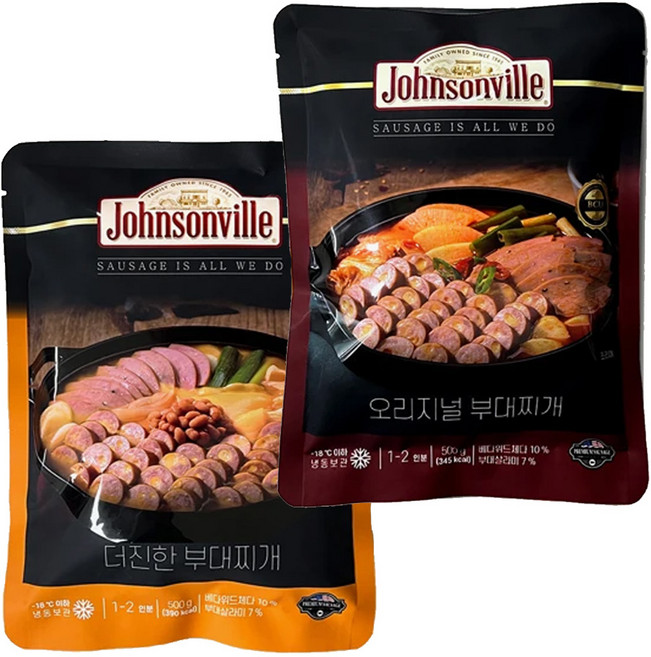 쟌슨빌 부대찌개 2종류 오리지널/더진한 500g 오리지널2팩+더진한2팩 구성, 1개