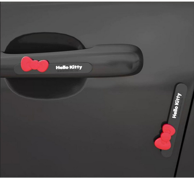 헬로키티 자동차 문콕방지 도어가드 실리콘 스티커 2P 정품인증, 1개, 블랙