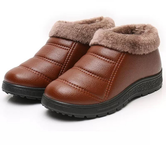 BLTER 여성 겨울 털신발 겨울 방한화 미끄럼방지 슬립온 엄마 털신발 할머니 발편한 단화 기모 털 따뜻한 여성 스니커즈BLB1