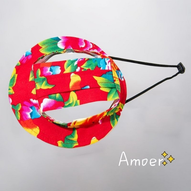 寵物可愛耳朵貓咪狗狗帽子 夏季寵物防曬太陽帽, 東北大花紅,小號 建議約1-3.5kg 標準看頭圍, 1個