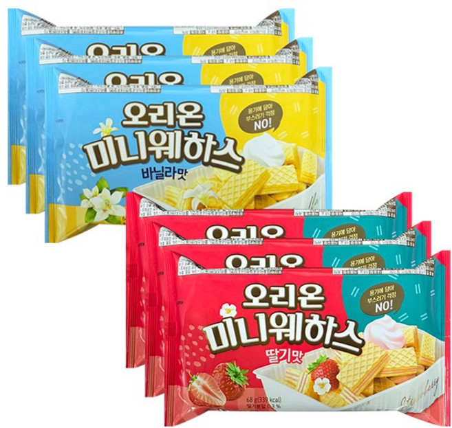 오리온 미니웨하스 (바닐라맛+딸기맛), 1세트, 408g