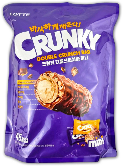 코스트코 롯데 크런키 더블 크런치바 미니 855g 초콜릿 과자, 1개
