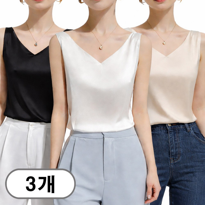 차쿠 1+1+1 여성 끈나시 이너 실크 나시티 민소매