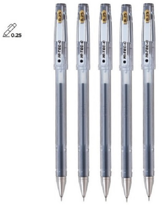 PILOT 하이테크-C 0.25mm 5개 파일롯트 HI-TEC-C 젤 잉크 볼펜, 블랙5개