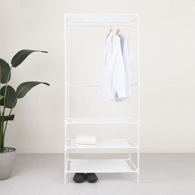 MAME MAKE HOME 선반형 옷장행거 75cm, 화이트