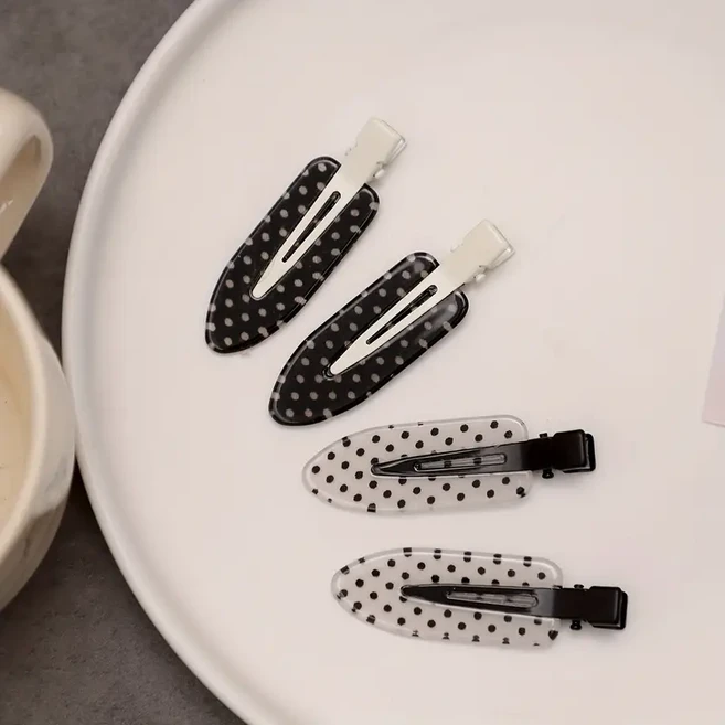 여성용 앞머리 사이드뱅 고정 도트 무흔 헤어핀 세트