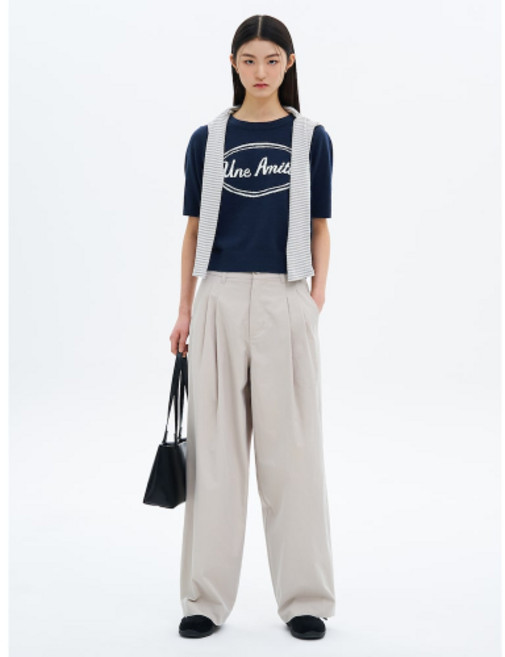 에잇세컨즈 8SECONDS 투턱 볼륨 팬츠 베이지 YSA349 UFU657