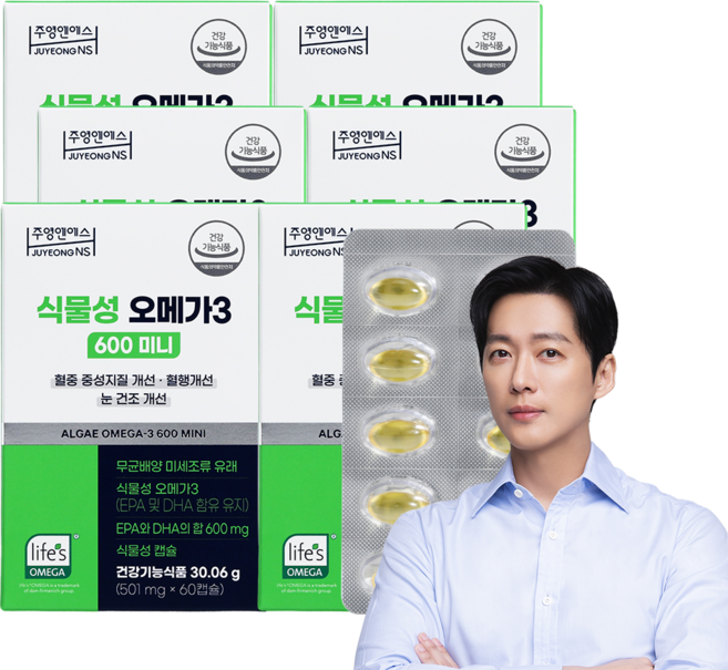 주영엔에스 식물성 오메가3 600 미니 30g, 6개, 60정