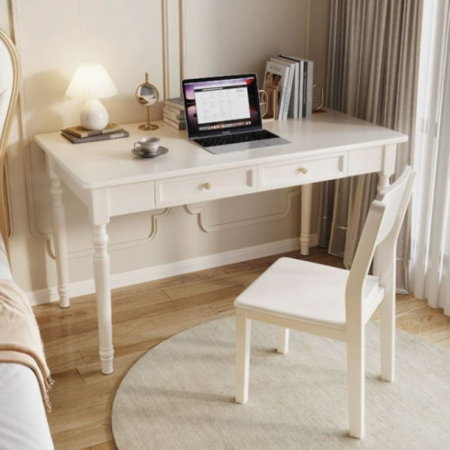 책상 테이블 화이트 실버우드 엔틱 빈티지 서재 침실, 아이보리 화이트 실버우드 책상 단독