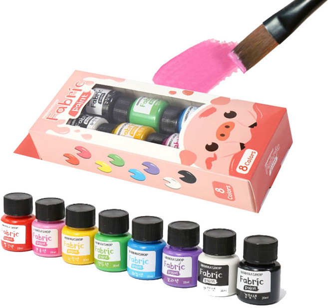 민화샵 패브릭 의류용 물감 8색 20ml 세트 색칠놀이