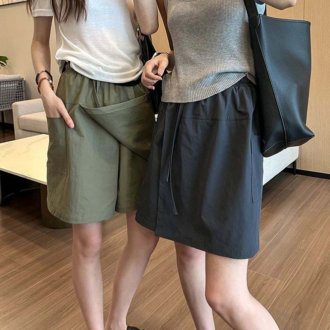AOKADA 여성 카고 치마 반바지 밴딩 스커트 팬츠 여름 A라인 하이웨스트 쇼츠