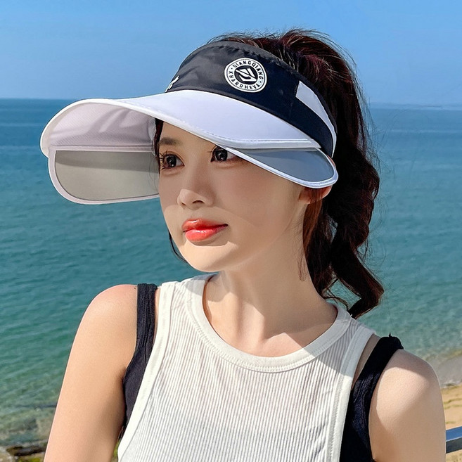 伸縮遮陽帽女 防曬抗UV遮臉 可伸縮拉板空頂 鬆緊蝴蝶結裝飾